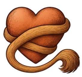 A heart wrapped by a lion's tail