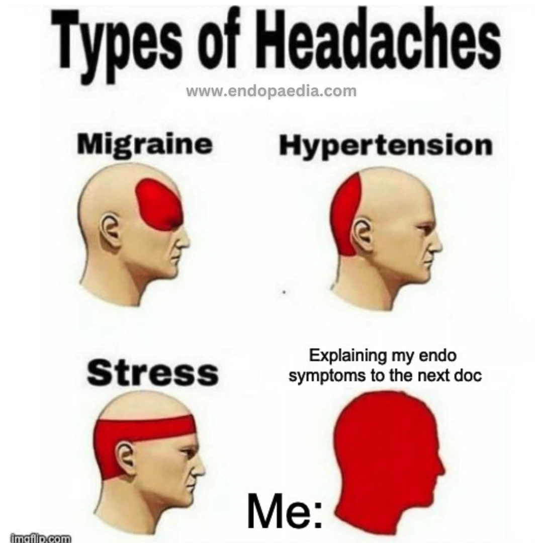 Endo Meme: Types of headaches - explaining endo symptoms to the next doc