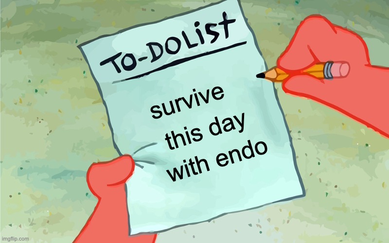 Endo Meme: To-do list - survive this day with endo